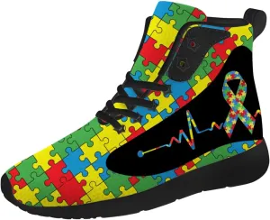 Autism Shoes for Men Women Autism Awareness High Top Sneakers High Top Shoes Gifts for Mom Dad