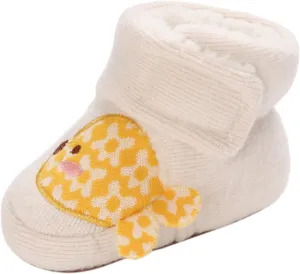 Baby Girls And Boys Warm Shoes Soft Booties Comfortable Boots Infant Toddler Fish Pattern Print Shoes Infant