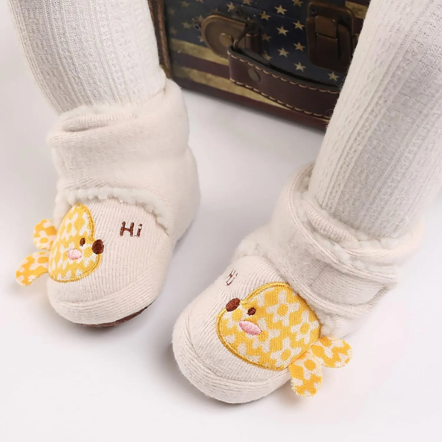 Baby Girls And Boys Warm Shoes Soft Booties Comfortable Boots Infant Toddler Fish Pattern Print Shoes Infant