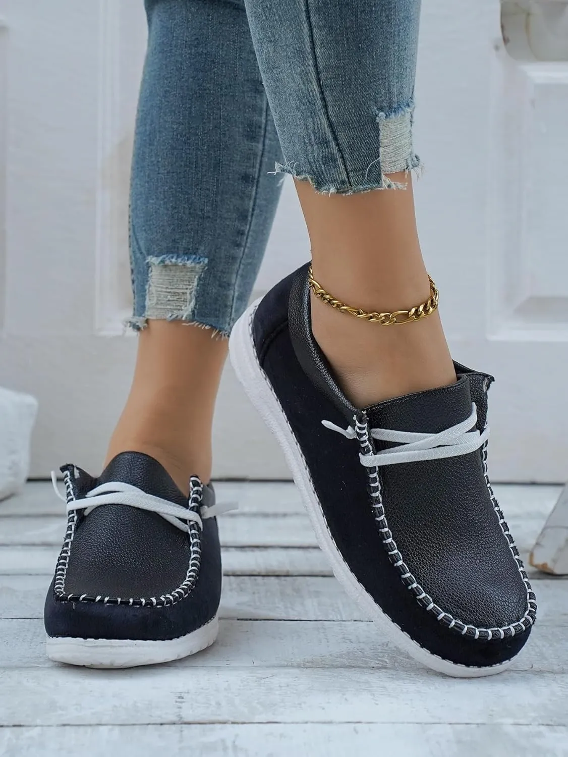 Black Leather & Suede Casual Shoes – Minimalist Unisex Sneakers with White Rubber Sole – Stylish & Comfortable for Daily Wear