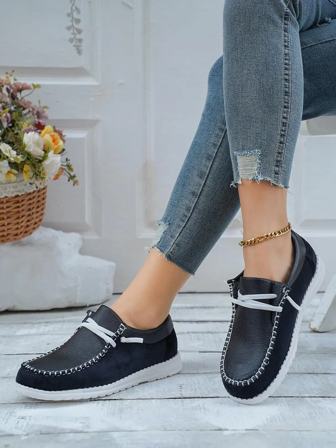 Black Leather & Suede Casual Shoes – Minimalist Unisex Sneakers with White Rubber Sole – Stylish & Comfortable for Daily Wear
