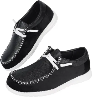 Black Leather & Suede Casual Shoes – Minimalist Unisex Sneakers with White Rubber Sole – Stylish & Comfortable for Daily Wear