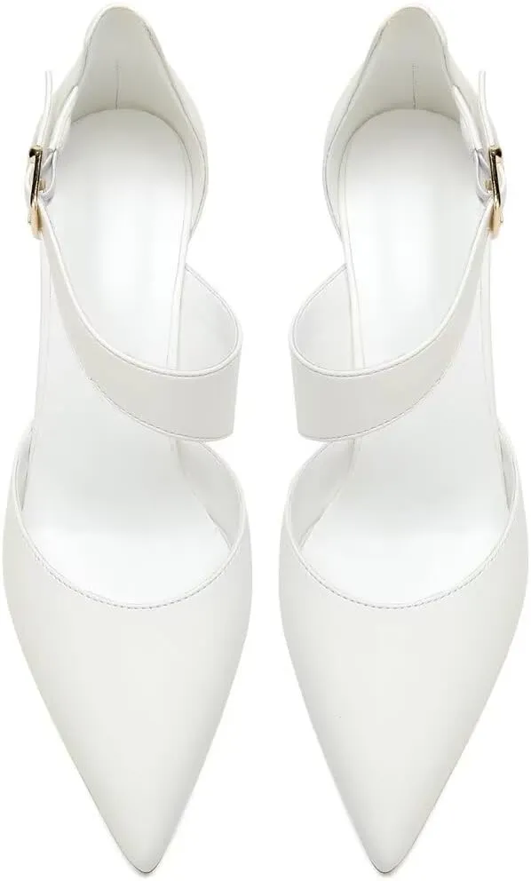 Block Heel Wedding Shoes for Bride Closed Toe Bridal Shoes Ankle Strap Wedding Chunky Heels