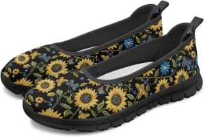 Creative Stylish Floral Print Ballet Flats for Women Slip On Mesh Breathable Casual Sneakers Fit Comfort Ballerina Loafers Daily Wear