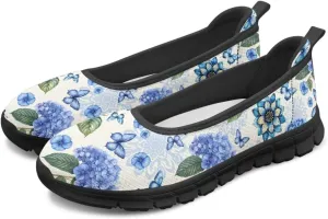 Creative Stylish Floral Print Ballet Flats for Women Slip On Mesh Breathable Casual Sneakers Fit Comfort Ballerina Loafers Daily Wear