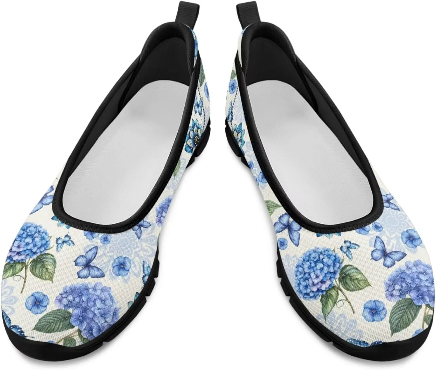 Creative Stylish Floral Print Ballet Flats for Women Slip On Mesh Breathable Casual Sneakers Fit Comfort Ballerina Loafers Daily Wear