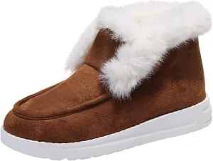 Cute Winter Boots For Women Fashion Warm Fur Lined Snow Ankle Booties Comfortable Casual Fuzzy Loafers Shoes 2024