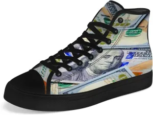 Dollar High Top Canvas Shoes Money High Top Sneakers Lace Up Casual Shoes Gifts for Men Women