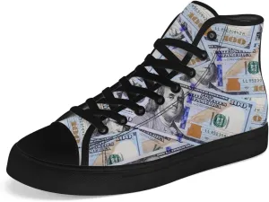 Dollar High Top Canvas Shoes Money High Top Sneakers Lace Up Casual Shoes Gifts for Men Women