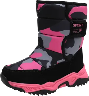 Kids Boys Girls Snow Boots Winter Faux Fur Lined Warm Shoes Outdoor Non Slip Walking Boots Insulated Ankle Boots
