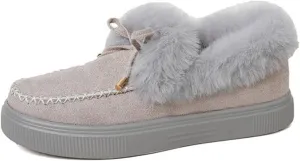 Ladmiple Snow Boots For Women 2023 Trendy Casual Slip-on Warm Loafers Faux Fur-Lined Comfortable Winter Snow Ankle Booties