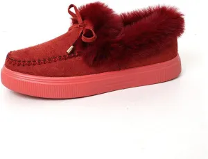 Ladmiple Snow Boots For Women Wide Faux Fur Lined Slip On Winter Warm Ankle Booties Fashion Thickening Outdoor Walking Shoes