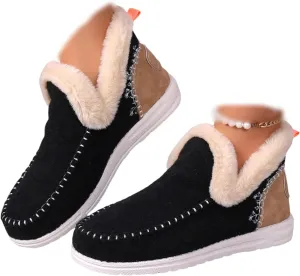 Lausiuoe Boots For Women Ankle Booties Warm Snow Winter Boots Fur Lined Casual Fashion Trendy Anti-Slip Loafers Shoes 2024