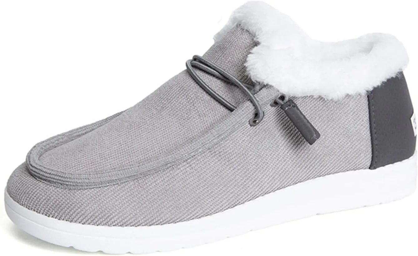 Lausiuoe Cute Winter Boots For Women Fashion Ankle Booties Slip On Comfortable Snow Fuzzy Boots Casual Walking Loafers Shoes