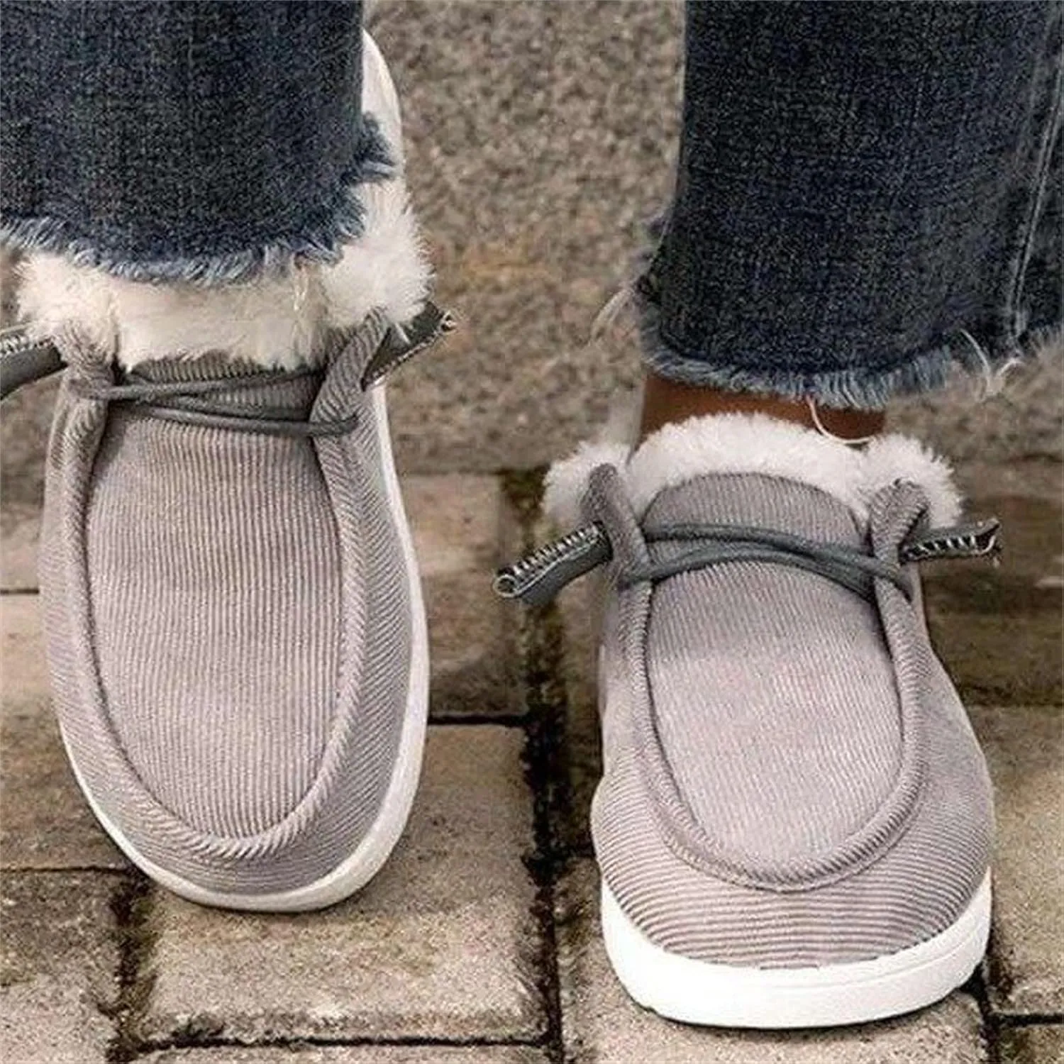 Lausiuoe Cute Winter Boots For Women Fashion Ankle Booties Slip On Comfortable Snow Fuzzy Boots Casual Walking Loafers Shoes