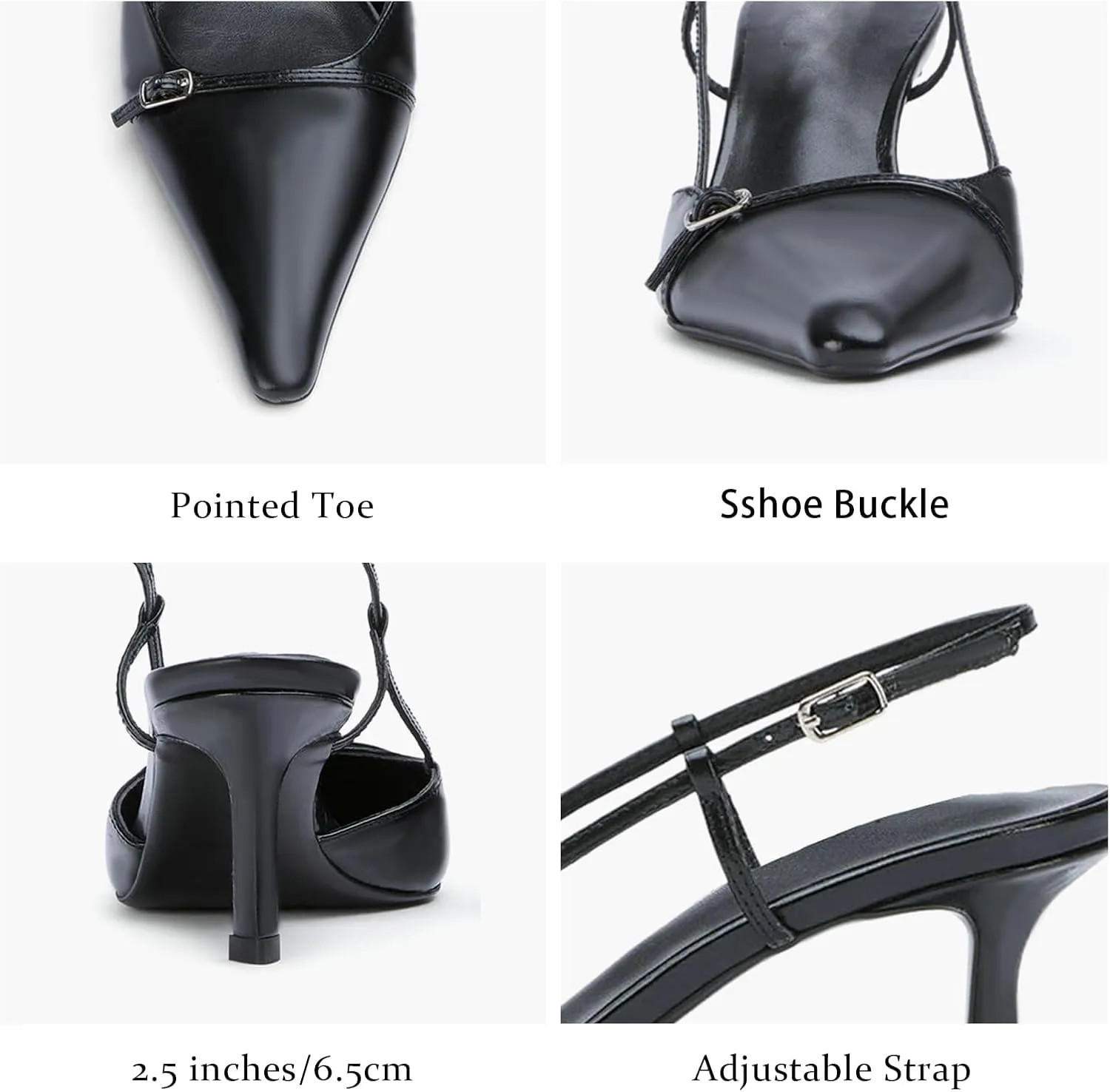 MAVMAX Slingback Heels for Women Bow Pointed Close Toe Stilettos High Kitten Heels Pumps Dress Party Heeled Sandals