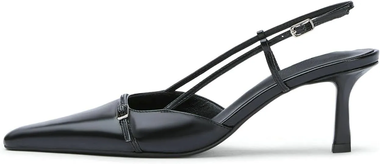 MAVMAX Slingback Heels for Women Bow Pointed Close Toe Stilettos High Kitten Heels Pumps Dress Party Heeled Sandals