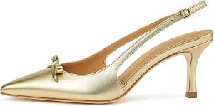 MAVMAX Slingback Heels for Women Bow Pointed Close Toe Stilettos High Kitten Heels Pumps Dress Party Heeled Sandals