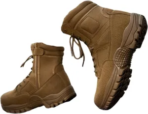 Mens Plus Size High Top Non Slip Military Boots, Men's Outdoor Lace Up Breathable Tactical Boots with Side Zipper, Waterproof Lightweight Combat Boots