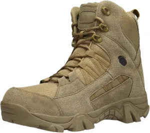 Men's Work Combat Boots, Mens Fashion Breathable High Top Lace Up Side Zipper Tactical Boots, Desert Combat Army Combat Boots, for Hiking Motorcycle Climbing, Work Combat