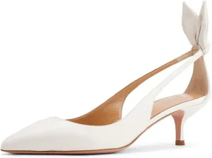 MOOMMO Women kitten Heel Pumps with Bow Pointed Toe Dress Pumps 2 Inch Mid Kitten Heel Closed Pointy Toe Sandals Slip On Back Bow Cut-Out Dress Sandal heels Chic Wedding Shoes Sexy 4-11 M US