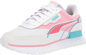 PUMA Future Rider Sneaker, White-Nimbus Cloud-Paradise Pink, 5 US Unisex Big Kid