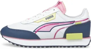 PUMA Girl's Future Rider Twofold (Big Kid) Puma White/Dark Denim/Prism Pink 7 Big Kid M