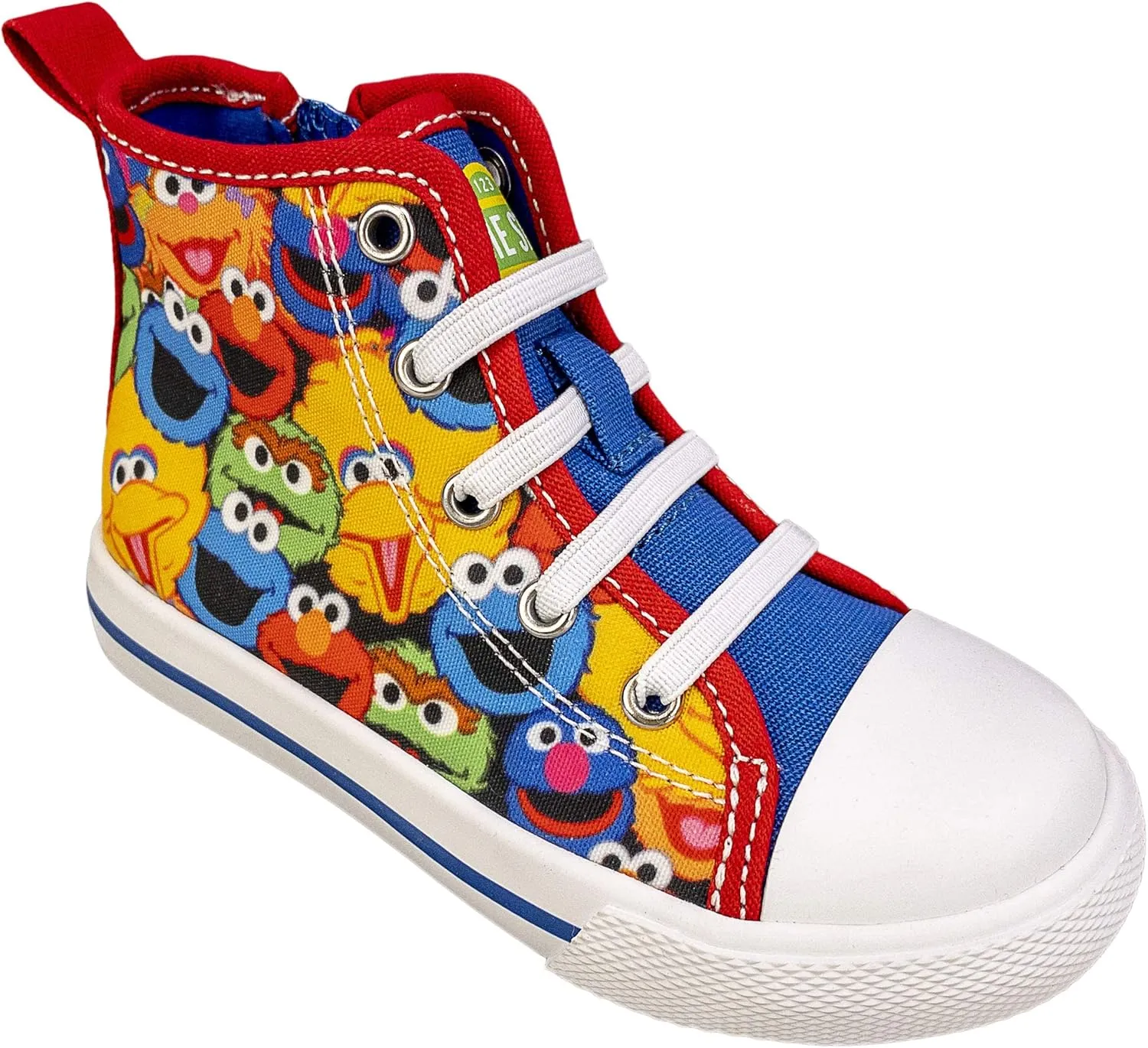 Sesame Street Elmo Shoes, Hi Top Sneaker with Laces, for Toddlers and Kids, Size 6 to 12