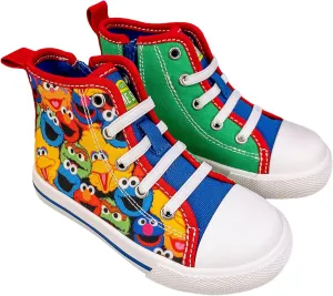 Sesame Street Elmo Shoes, Hi Top Sneaker with Laces, for Toddlers and Kids, Size 6 to 12