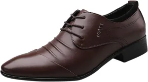 Shoes Suit Shoe Casual Shoes Male Wedding Lace Leather Men Comfortable Business Men's Leather Shoes Fashion Shoes (Brown, 45)