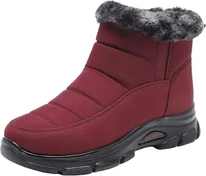 Snow Boots Women Winter Ankle Boots for Women Furry Lined Warm Insulated Comfortable Dressy Booties Waterproof Boots Side Zipper Short Booties Outdoor Shoes for Women Cold-Weather Boots