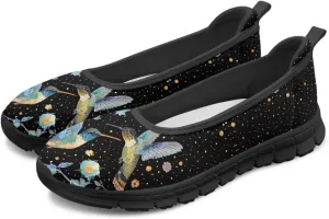 Stylish Hummingbird Print Women's Flats Lightweight Soft Ballerina Loafers Fit Comfort Mesh Casual Sneakers Daily Wear