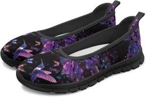 Stylish Hummingbird Print Women's Flats Lightweight Soft Ballerina Loafers Fit Comfort Mesh Casual Sneakers Daily Wear