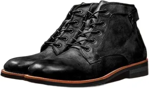 Tzsaixeh Mens Casual Lace Up Motorcycle Boots Classic Combat Ankle Boots Autumn Winter Military Boots Men's Vintage Lace-Up Chelsea Boots