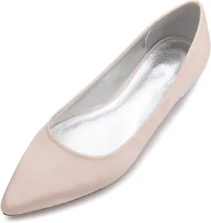 Women's Ballet Flats Comfort Satin Closed Toe Wedding Ballerina Shoe Flat Shoes