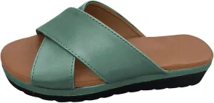 Women's Cork Slide Sandals Slip on Open Toe Cute Platform Flat Summer Womens Shoes Casual Sandals