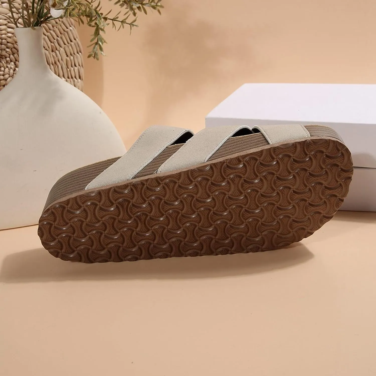 Women's Summer Slide Sandals Comfortable Thick Platform Casual Beach Vacation Wide Fit Flat Strappy Footwear