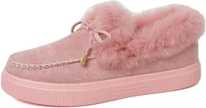 Womens Winter Boots Fashion Fur Lining Ankle Snow Boots Outdoor Short Ankle Booties Flat Slip On Round Head Thick Warm Shoes