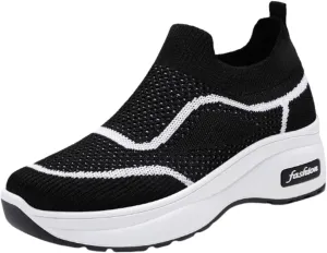 ZSpzx Womens Jogging Tennis Sneakers Slip On Air Cushioned Padded Insole Orthopedic Platform Shoes Walking Sneaker Breathable Mesh Casual Comfy Lightweight Shoe for Gym Travel Daily Wear